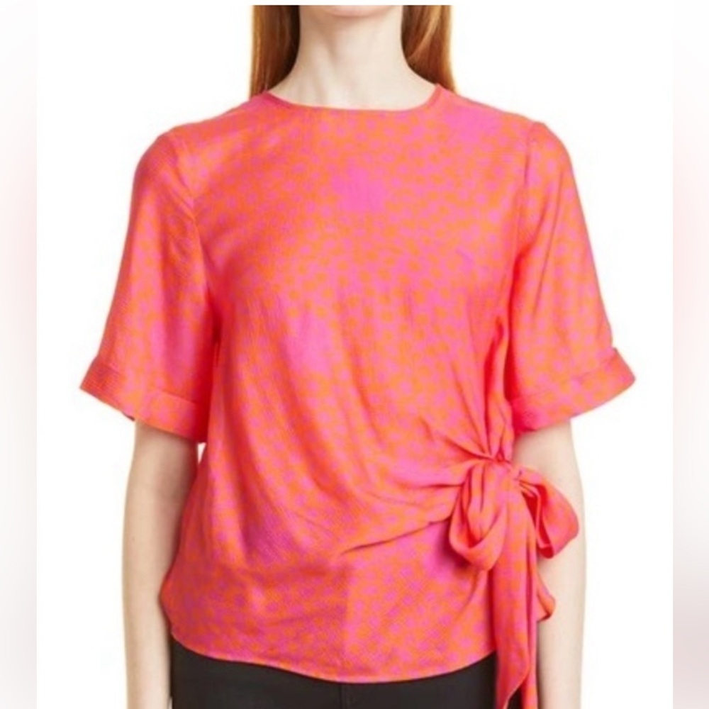 Ted Baker Deep Pink Integral Tie Front Shirt- Short Sleeve